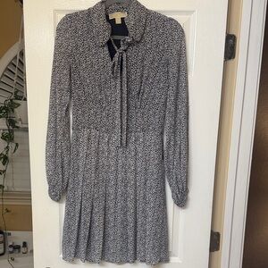 MICHAEL Michael Kors Navy and White Patterned Dress